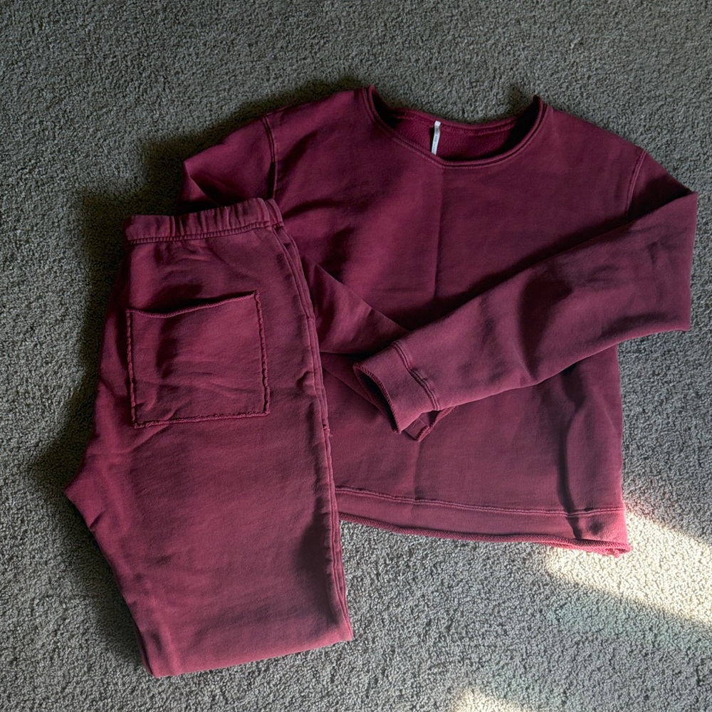 Hello Nite Maroon Sweatshirt and Joggers Set size small and xsmall
